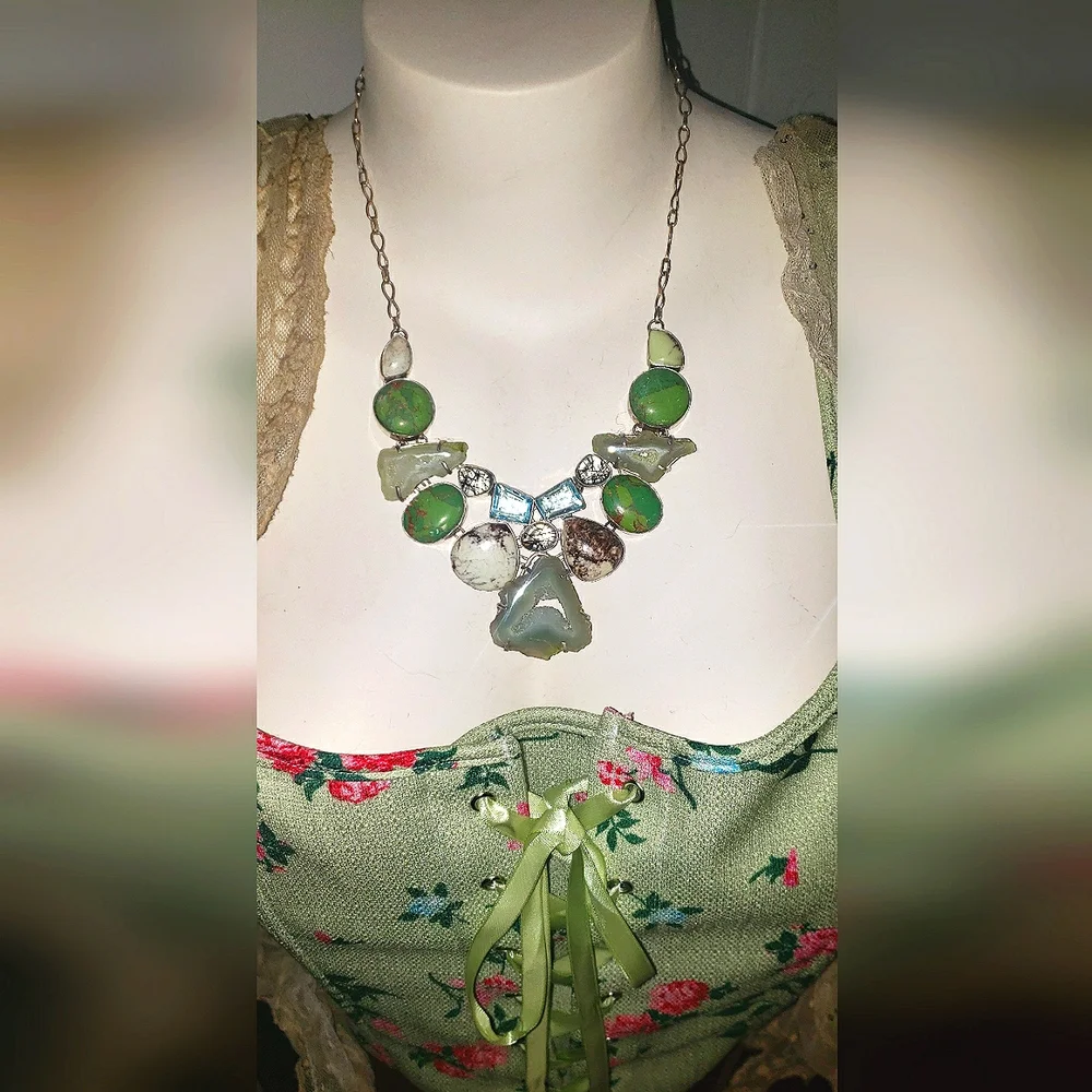 Showstopping Multi-Gemstone Extravaganza Statement Necklace - Picture 7 of 16